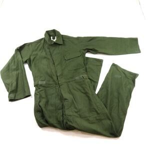 Army Green Cotton Sateen Type 1 Mechanic Coveralls Sz S 90s